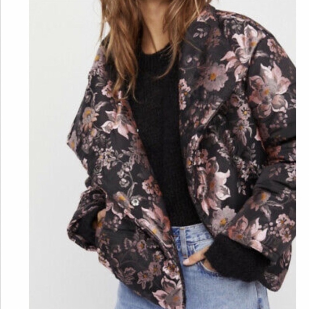 Free People Floral Jacquard Puffer Jacket L